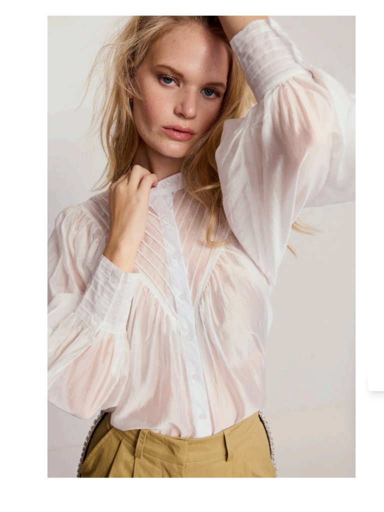 The Shirt By Rochelle Behrens The Shiv Peasant Ruffled Shirt White Sz Xs — image 4 of 8